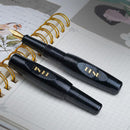 BENU Pixie Smoky Black Fountain Pen - Two Pens On Top Of Notebook | EndlessPens