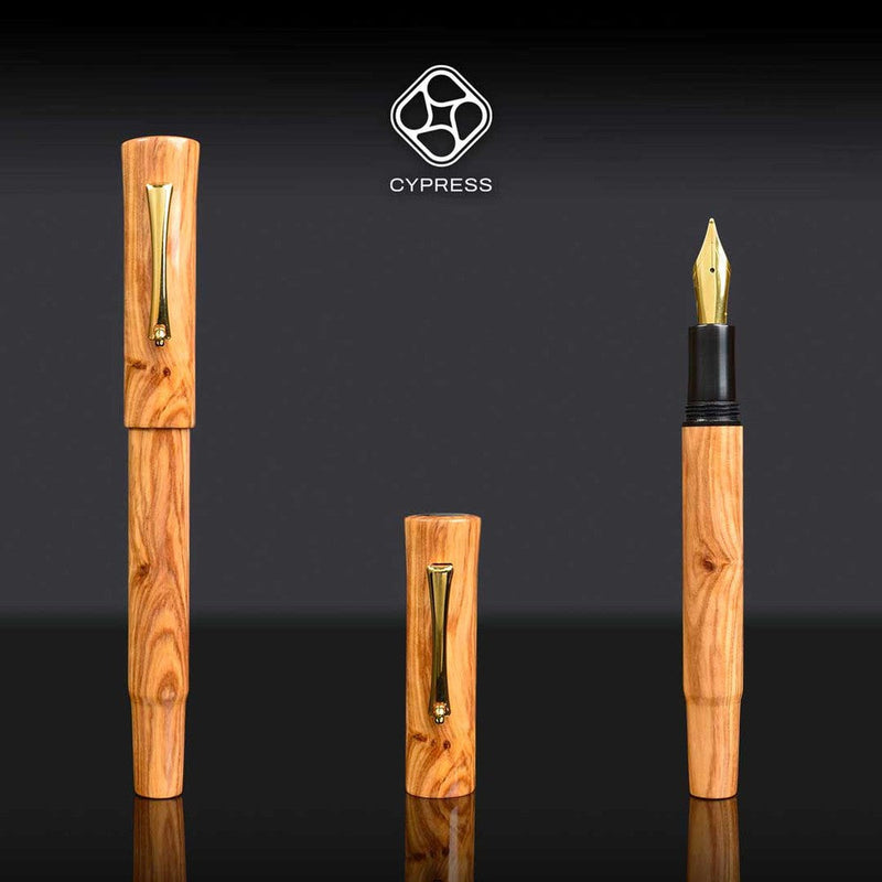 CYPRESS Raden Crown Olivewood Fountain Pen - Two Fountain Pens