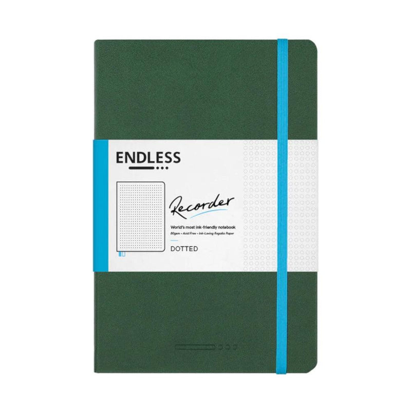 Endless Stationery Recorder Regalia Paper A5 Notebook - Forest Canopy Green (Dotted)