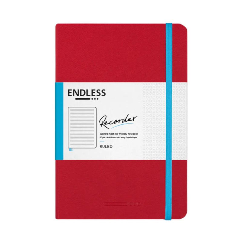 Endless Stationery Recorder Regalia Paper A5 Notebook - Crimson Sky Red (Ruled)