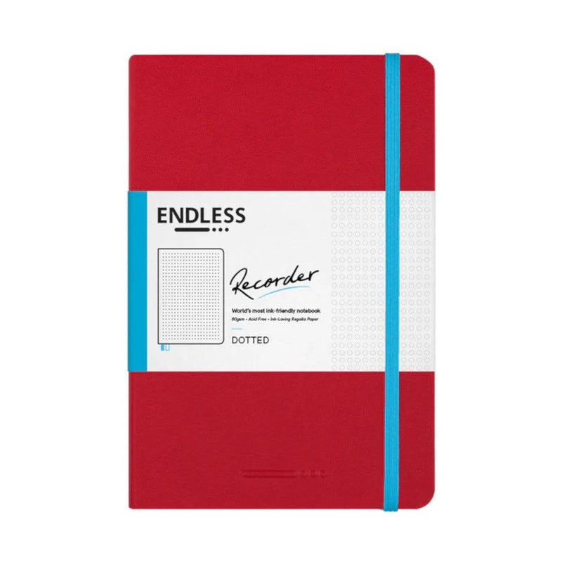 Endless Stationery Recorder Regalia Paper A5 Notebook - Crimson Sky Red (Dotted)