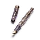 Leonardo Momento Magico Amethyst Fountain Pen (Stainless Steel) - Nib Exposed On White Background | EndlessPens
