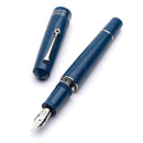 Leonardo Momento Zero Grande 2.0 The Art of Guillochè 14K Gold Fountain Pen - Iris Blue on White Background | EndlessPens