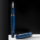 Leonardo Momento Zero Grande 2.0 The Art of Guillochè 14K Gold Fountain Pen - Iris Blue On Black Background | EndlessPens