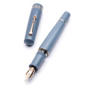 Leonardo Momento Zero Grande 2.0 The Art of Guillochè 14K Gold Fountain Pen - Indigo On White Background | EndlessPens
