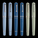 Leonardo Momento Zero Grande 2.0 The Art of Guillochè 14K Gold Fountain Pen - Six Pens On Black Background | EndlessPens
