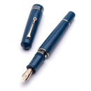 Leonardo Momento Zero Grande 2.0 The Art of Guillochè Stainless Steel Fountain Pen - Iris Blue with Nib Exposed | EndlessPens