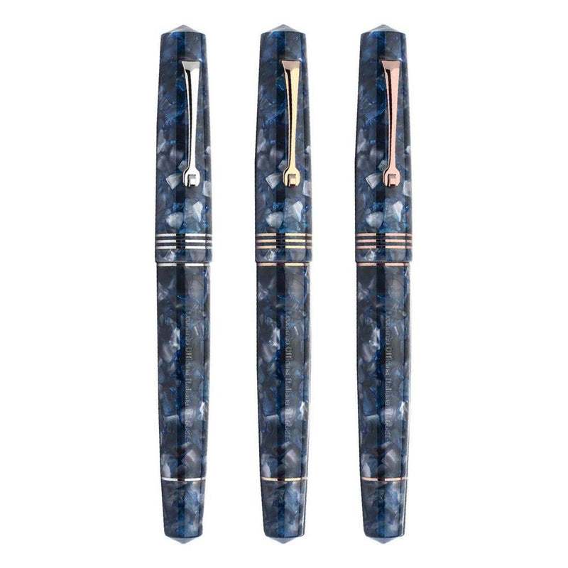 Leonardo Fountain Pen - Momento Zero (Stainless Steel) - Blue Sorrento