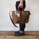 Peg and Awl Waxed Canvas Tote Bag - Truffle - On The Hand Of A Person