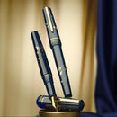 BENU Haute Movie Star Fountain Pen - Two Fountain Pens in Gold and Blue Background | EndlessPens