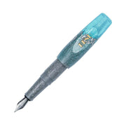 BENU Pixie Aqua Glow Fountain Pen with Nib Exposed on White Bacground | EndlessPens