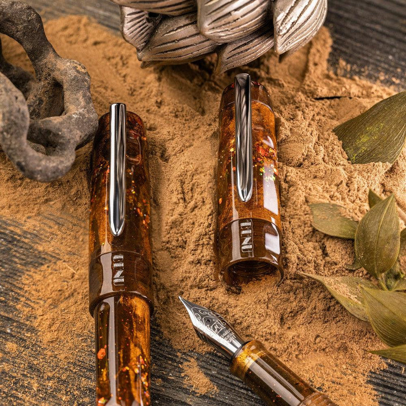 BENU Talisman Sandalwood Fountain Pen - Two Pens With Cap Cover and With Nib Exposed | EndlessPens