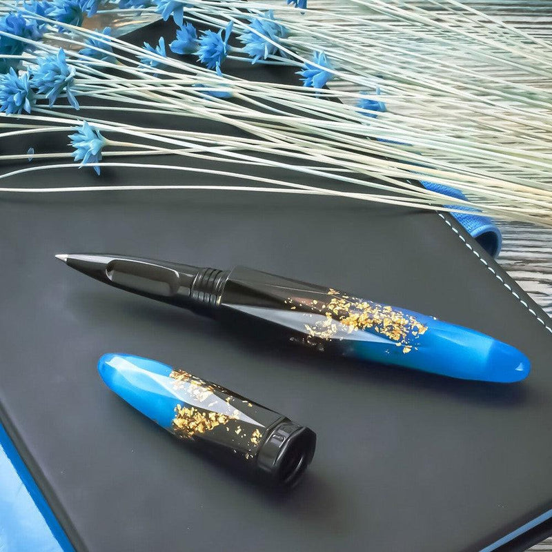 BENU Briolette Luminous Sapphire Rollerball Pen - Cap Cover Removed
