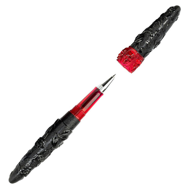 BENU Skulls And Roses Smolder Rollerball Pen - Cap and Nib