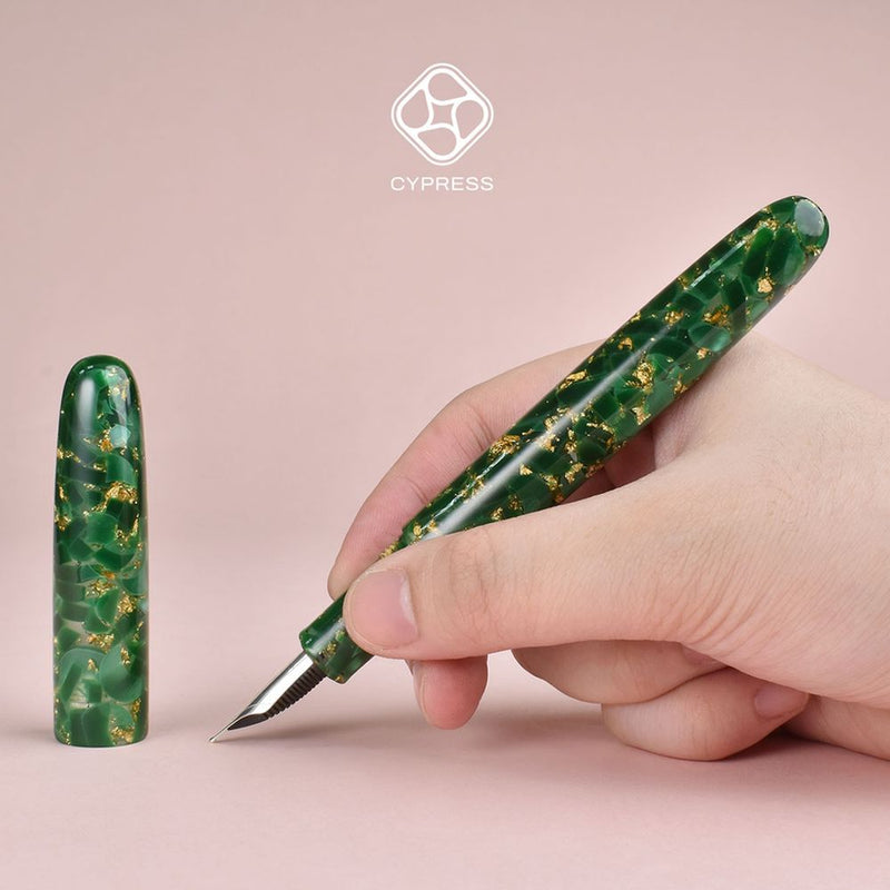 CYPRESS Fountain Pen - Acrylic - Sparkling Colors Gold Foil