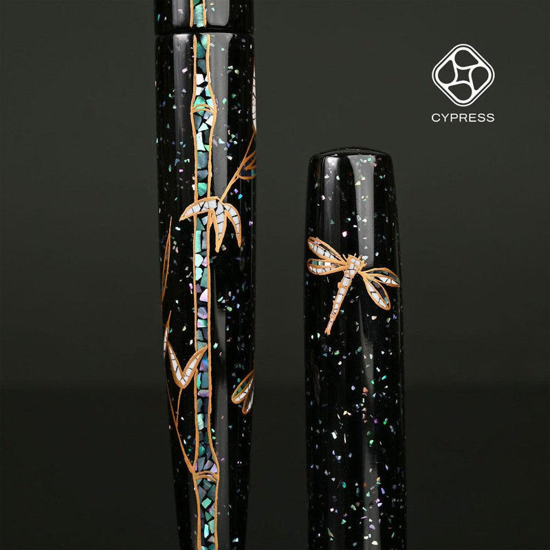 CYPRESS Eggshells Raden Dragonflies in the Forest Fountain Pen - Body Design