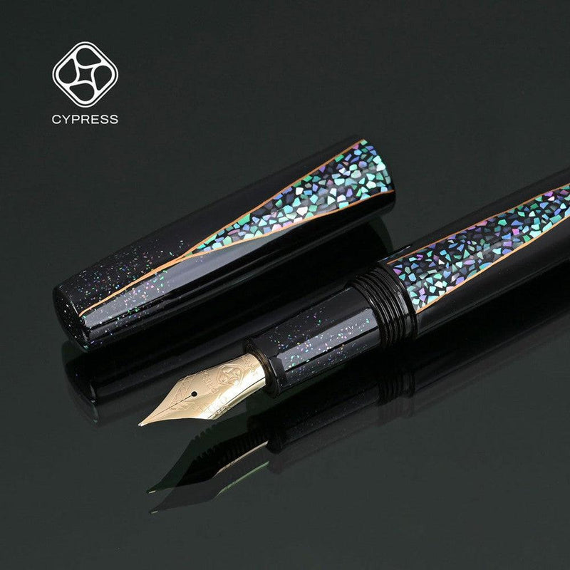 CYPRESS Modern Raden Shimmering Stars Fountain Pen - With No Cap Cover