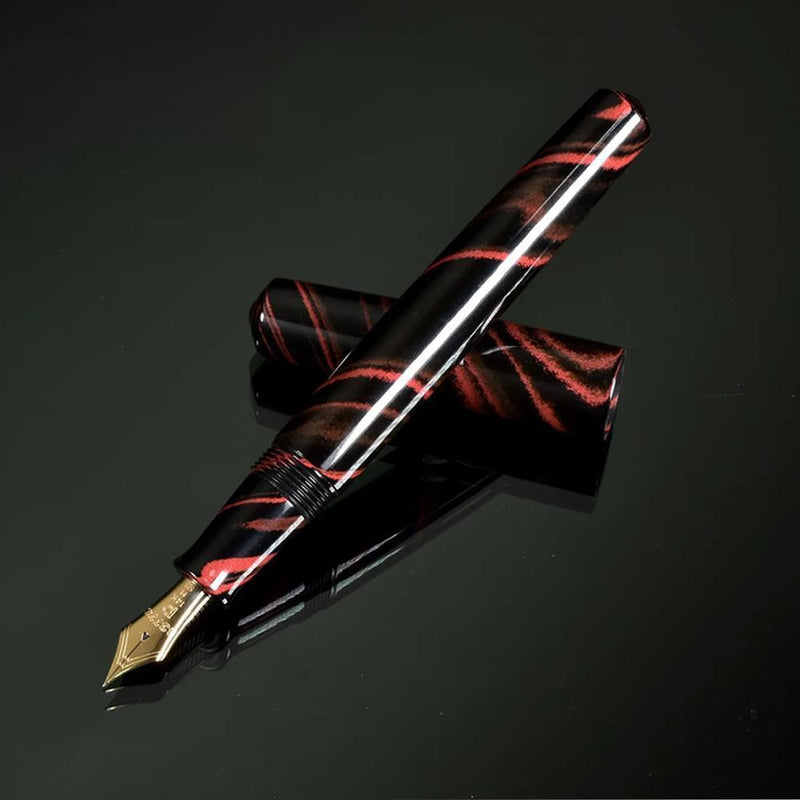 CYPRESS The top of Mount Fuji E123-E133 Fountain Pen (3776 Nib) in E130 - Black and Red Variant | EndlessPens