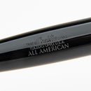 Conklin All American Raven Black Ballpoint Pen - Pen Markings Close Up View On White Background | EndlessPens