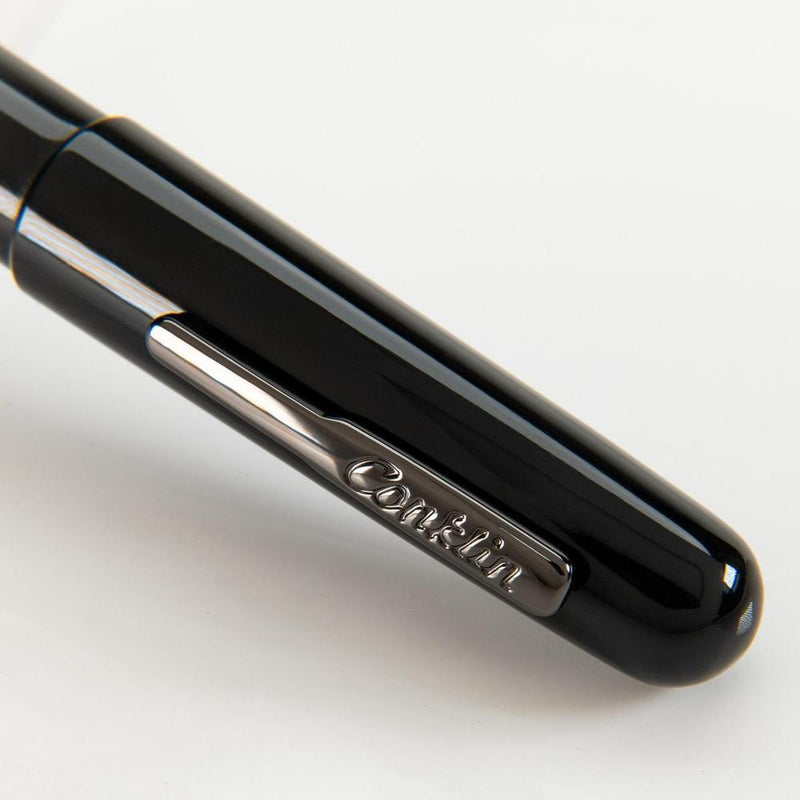 Conklin All American Raven Black Ballpoint Pen - Pen Brand Marking On White Background | EndlessPens