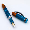 Conklin 1898 Spectra Fusion Blue Fountain Pen (14K Gold) - Detached Cap Cover on Pen | EndlessPens