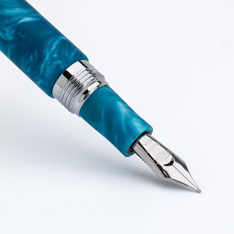 Conklin 1898 Spectra Fusion Blue Fountain Pen - Nib Close Up View | EndlessPens