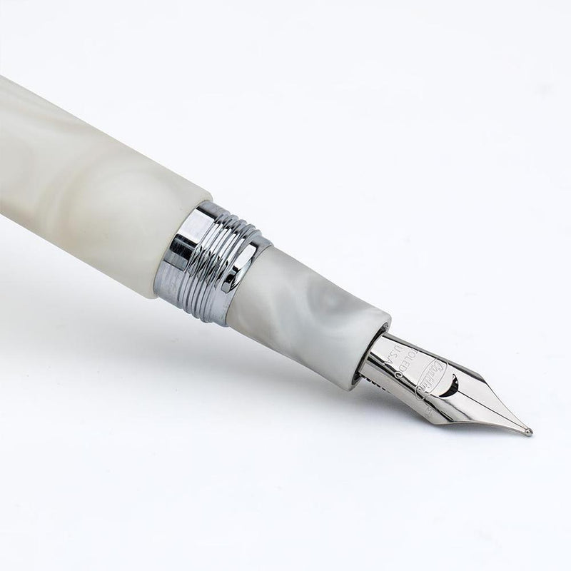 Conklin 1898 Spectra Fusion White Fountain Pen - Nib Close Up View | EndlessPens