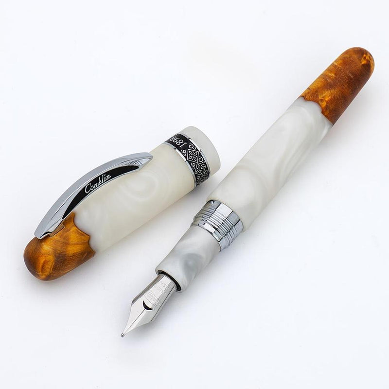 Conklin 1898 Spectra Fusion White Fountain Pen - Pen with Exposed Nib | EndlessPens