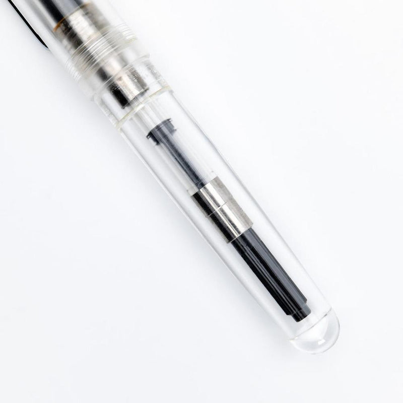 Conklin All American Demo Clear Fountain Pen - Pen Leaning Right on White Background | EndlessPens