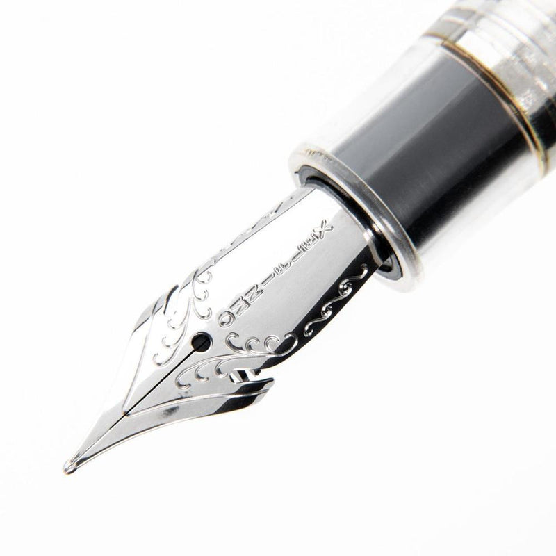 Conklin All American Demo Clear Fountain Pen - Pen Nib Close Up View on White Background | EndlessPens