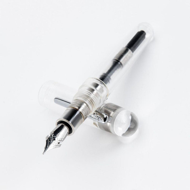 Conklin All American Demo Clear Fountain Pen - Pen and Cap Cover on White Background | EndlessPens