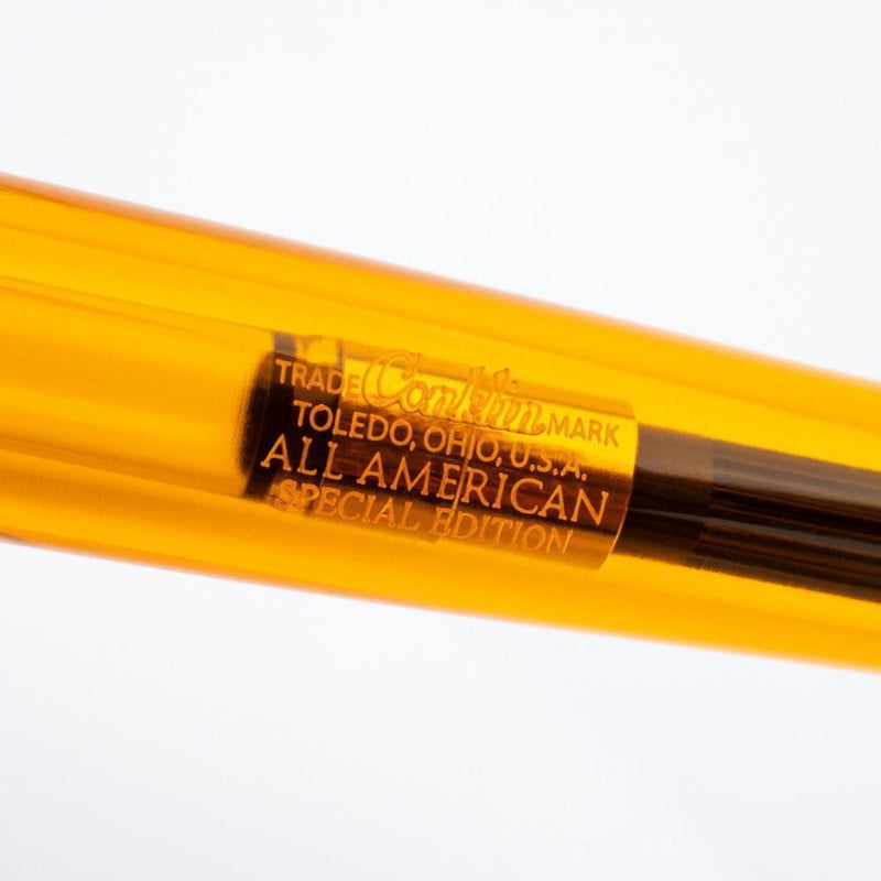 Conklin All American Demo Orange Fountain Pen - Pen Marking Details | EndlessPens