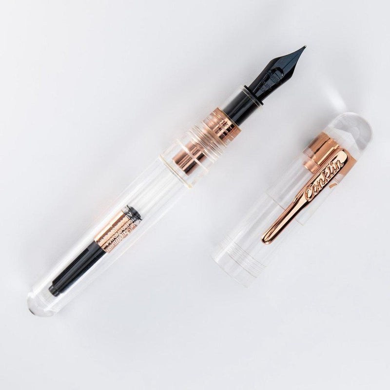 Conklin All American Demo Rosegold Fountain Pen - Pen and Cap Cover on White Background | EndlessPens