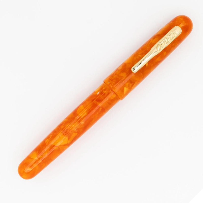 Conklin All American Sunburst Orange Fountain Pen - Pen with Cap Cover On White Background | EndlessPens