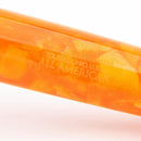 Conklin All American Sunburst Orange Fountain Pen - Brand Markings Close Up View On White Background | EndlessPens