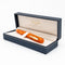 Conklin All American Sunburst Orange Fountain Pen - Pen Displayed In Case On White Background | EndlessPens