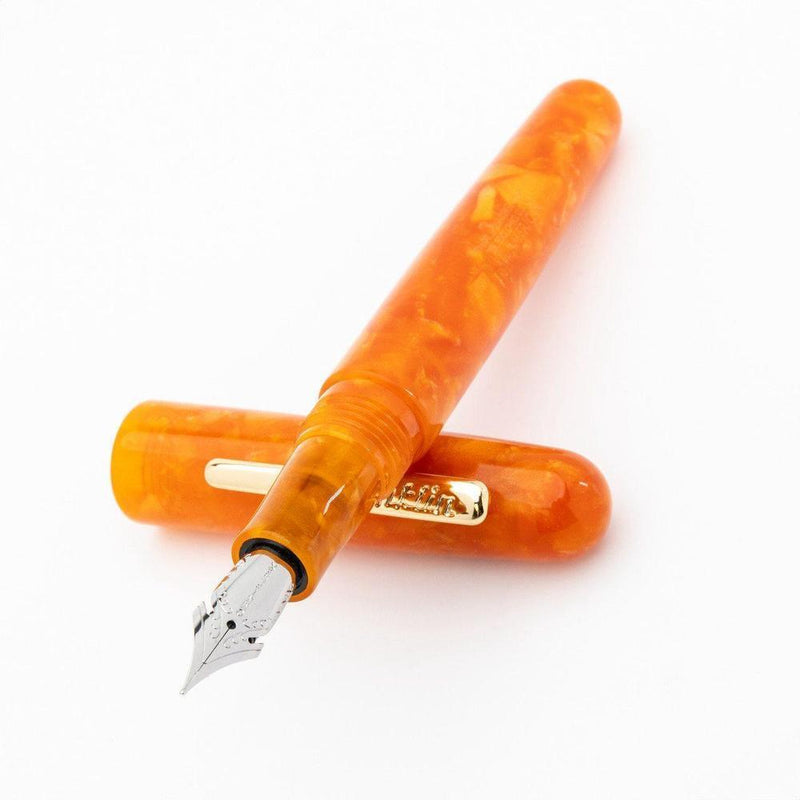 Conklin All American Sunburst Orange Fountain Pen - Pen and Cap Cover On White Background | EndlessPens