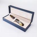 Conklin All American Yellowstone Fountain Pen - Pen Displayed In Case On White Background | EndlessPens