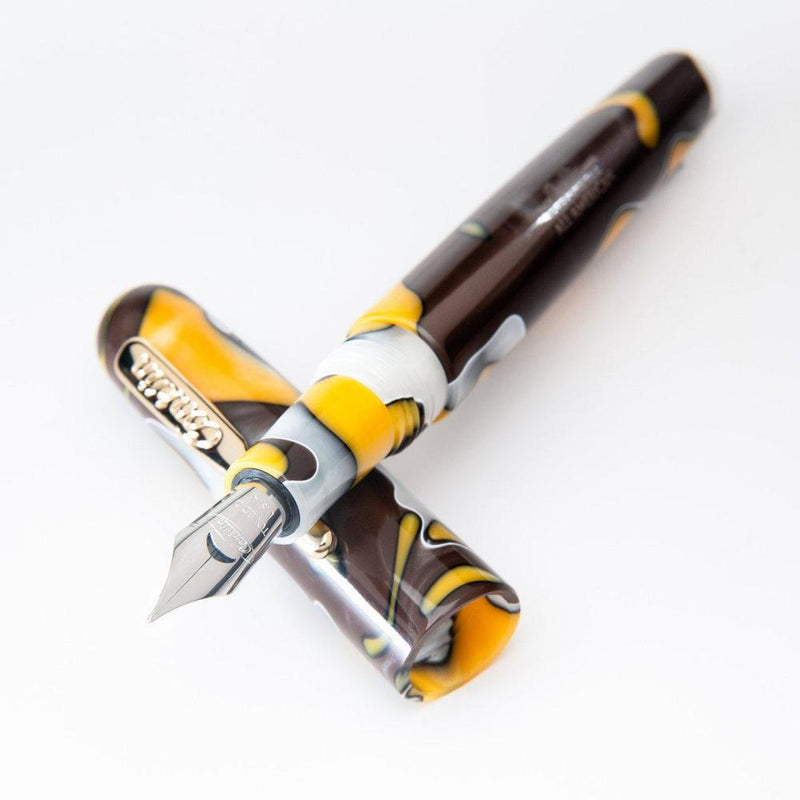 Conklin All American Yellowstone Fountain Pen - Pen and Cap Cover On White Background | EndlessPens