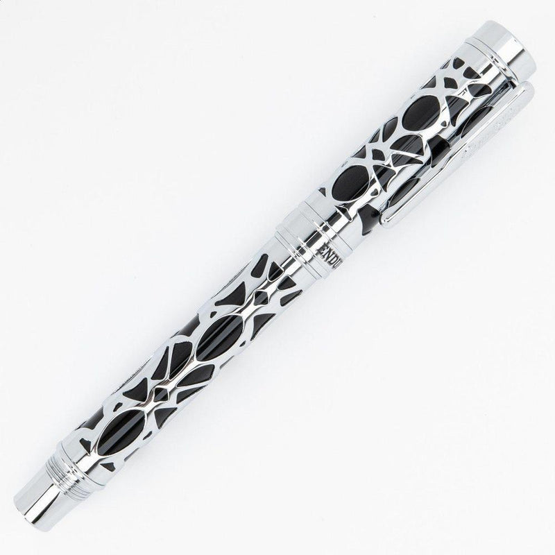 Conklin Endura Deco Crest Black Fountain Pen - Pen Towards Right on White Background | EndlessPens