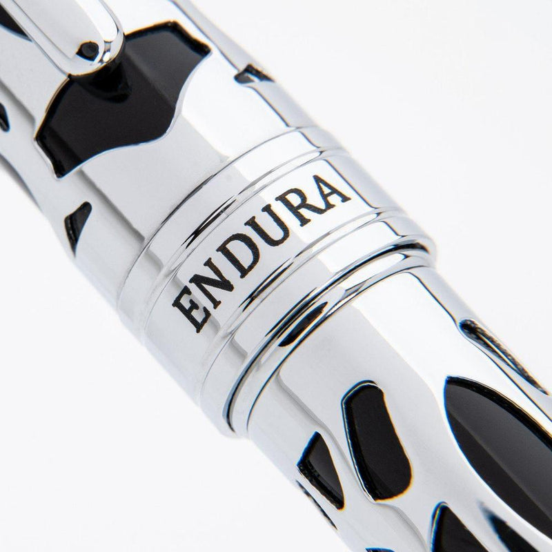 Conklin Endura Deco Crest Black Fountain Pen - Pen Markings Close Up View | EndlessPens