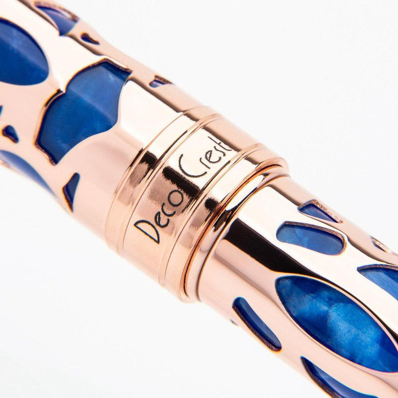 Conklin Endura Deco Crest Blue Fountain Pen - Pen Markings Close Up | EndlessPens