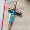 Conklin Endura Deco Crest Demo Blue / Rosegold Fountain Pen - Pen on Top of Paper Writings | EndlessPens