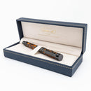 Conklin Endura Deco Crest Orange Fountain Pen - Pen Displayed in Case on White Background | EndlessPens