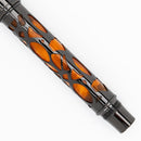 Conklin Endura Deco Crest Orange Fountain Pen - Pen Leaning Right on White Background | EndlessPens