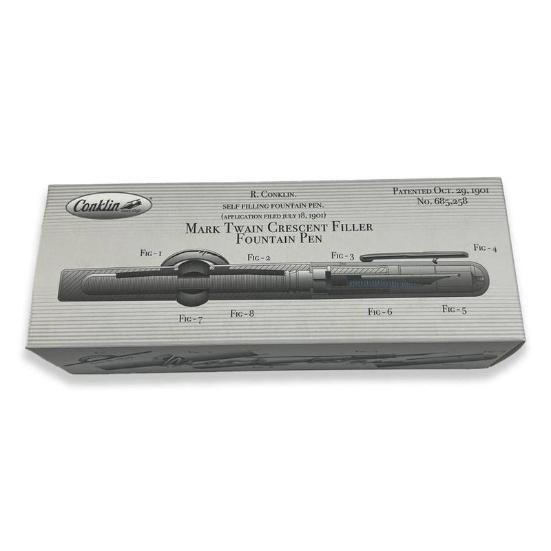 Conklin Mark Twain Crescent Clear with Rose Gold Fountain Pen - Pen In Box | EndlessPens