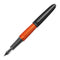 Diplomat Aero Black Orange Fountain Pen - Pen Leaning Left | EndlessPens