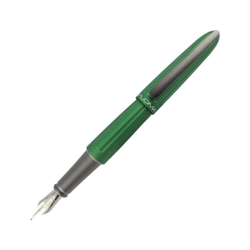 Diplomat Aero Green Fountain Pen - Pen Leaning Left | EndlessPens