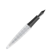 Diplomat Aero Rhomb Chrome Fountain Pen - Pen Leaning Right | EndlessPens