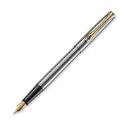 Diplomat Traveller Stainless Steel with Gold Trim Fountain Pen | EndlessPens